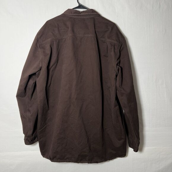 Carhartt Men’s 2XL Tall Brown Button Up Work Shirt Long Sleeve Canvas Utility - Picture 2 of 10